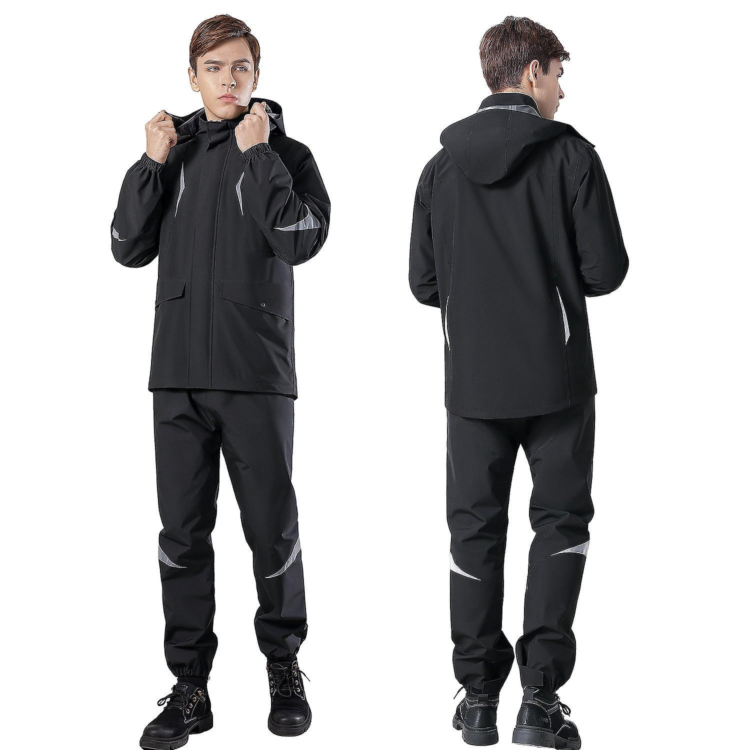 Herren-motorradregenmantel, Wasserdichte Regenbekleidung Für Motorradfahrer, Reflektierendes Regenmantel-set, Modisch