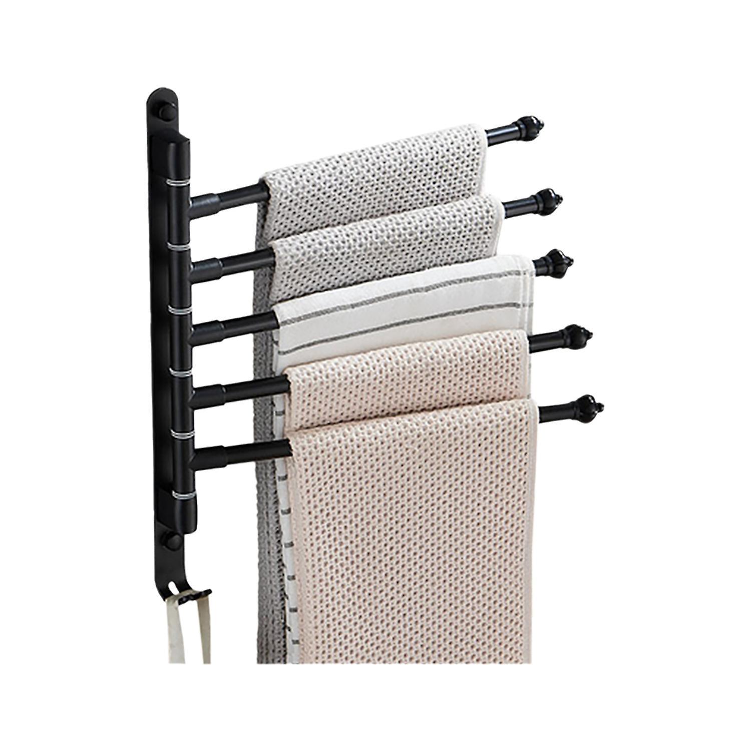 Schwenkbarer Handtuchhalter Mit Haken, 5 Stangen, Klappbare Arme, Wandmontage, Aluminium