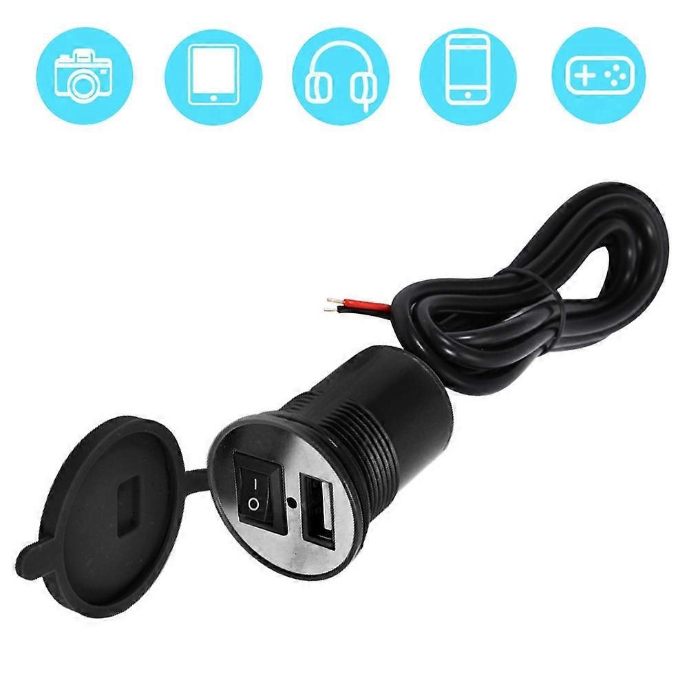 Motorradlenker-handyhalterung, Wasserdicht, Usb-ladegerät Dc 12v Mit Schalter (schwarz)