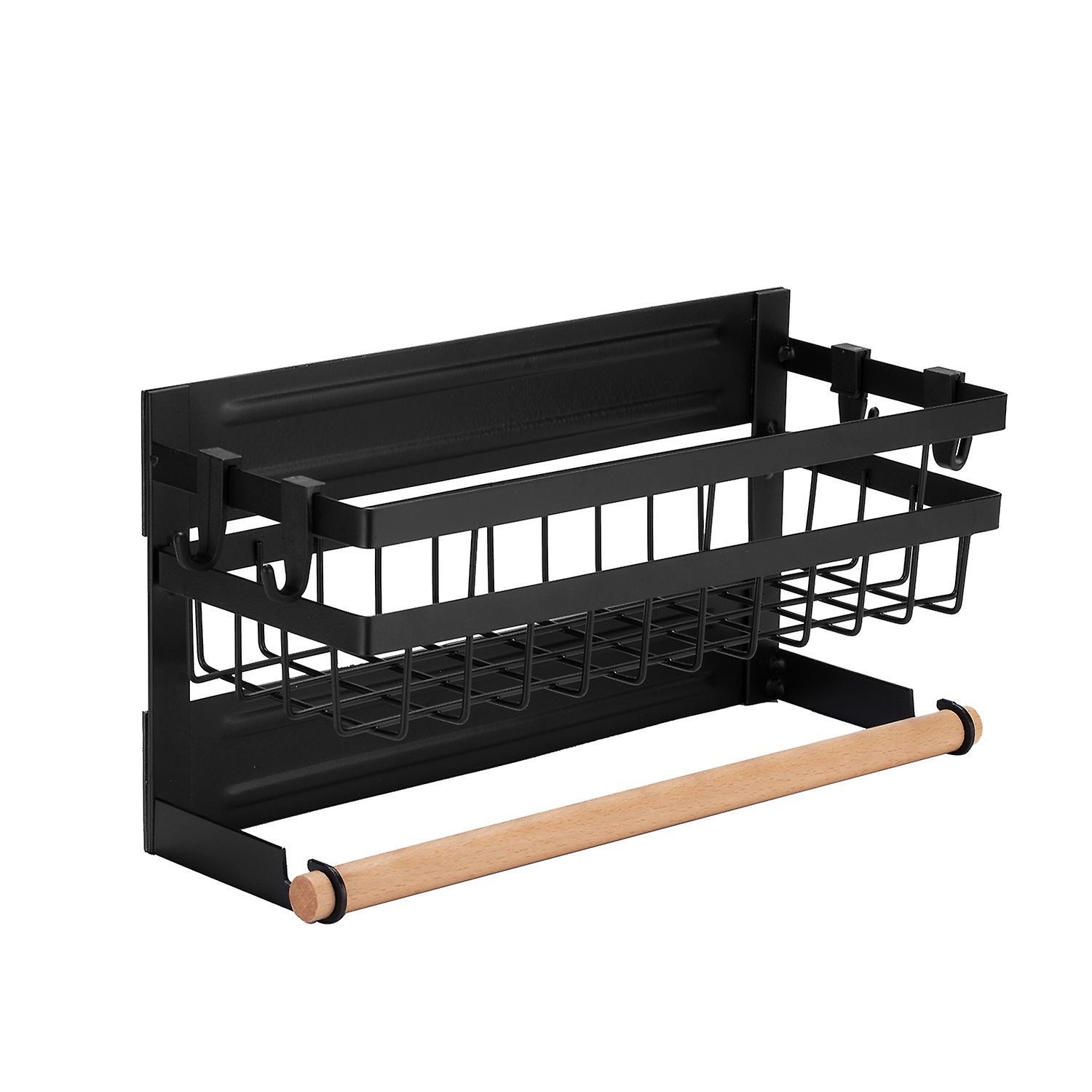 Magnetisches Gewürzregal Für Den Kühlschrank Mit Haken, Papierhandtuchhalter, Rostfreiem Gewürzglasregal, Mehrzweckregal