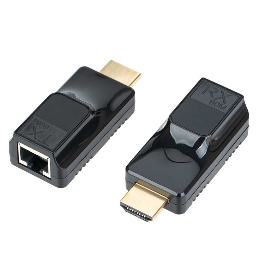 Mini-hdmi-extender (60 M) Für Hdtv Über Rj45-netzwerkkabel – Hd-hdmi-sender Und -empfänger Für Fernseher, Bildschirme Und Projektoren, 2 Stück, Schwarz