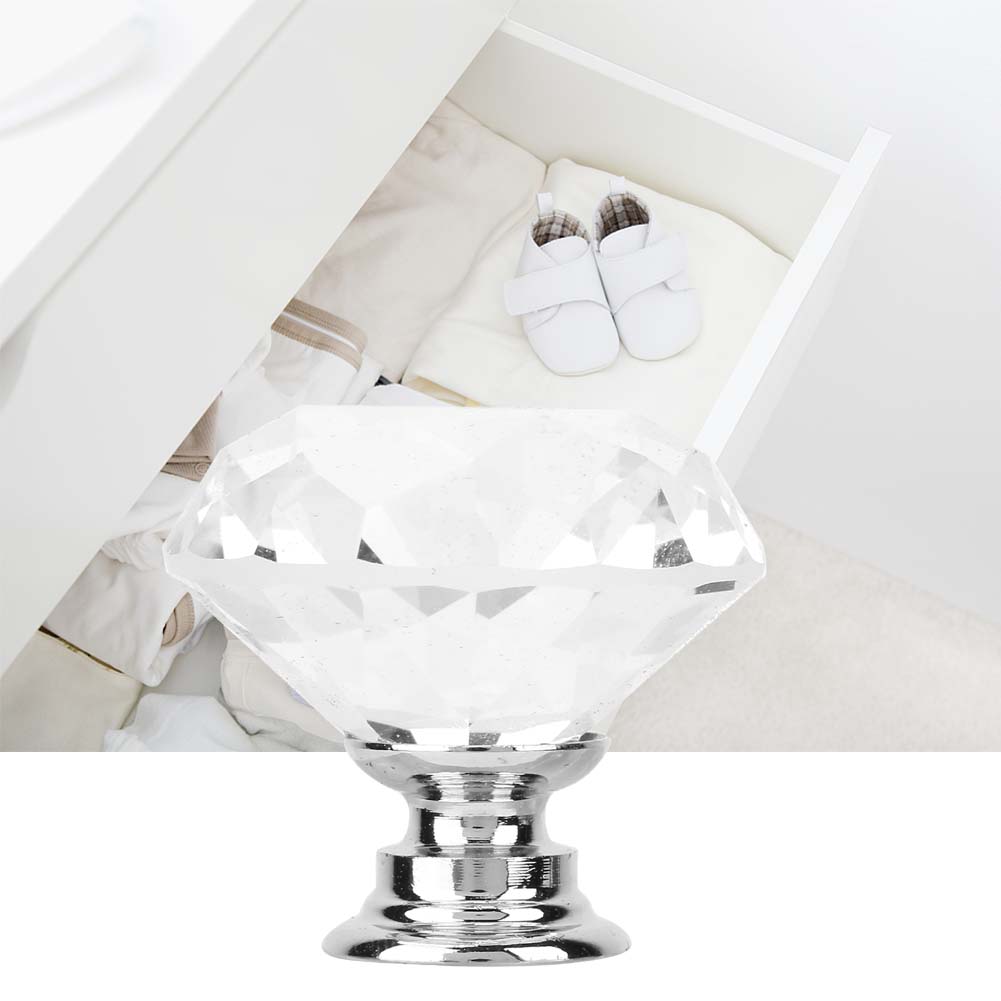 1 Stück 30 Mm Diamantförmiger Kristallglas-griff Für Schrank, Schublade Oder Tür (transparent)