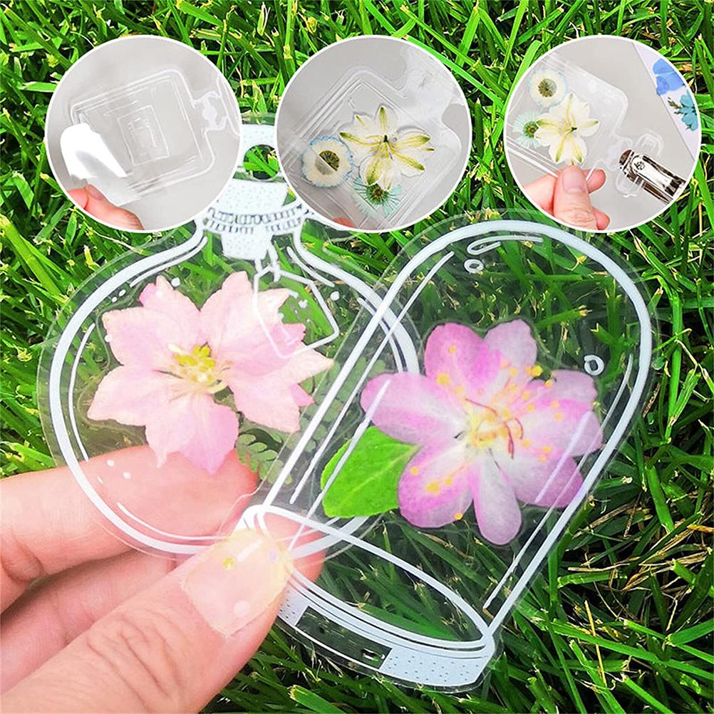 Transparente Lesezeichen Aus Trockenblumen, Selbstgemachte Schöne Lesezeichen Aus Blumen, Diy-lesezeichen Aus Trockenblumen, Lesezeichen Mit Blumenklammern