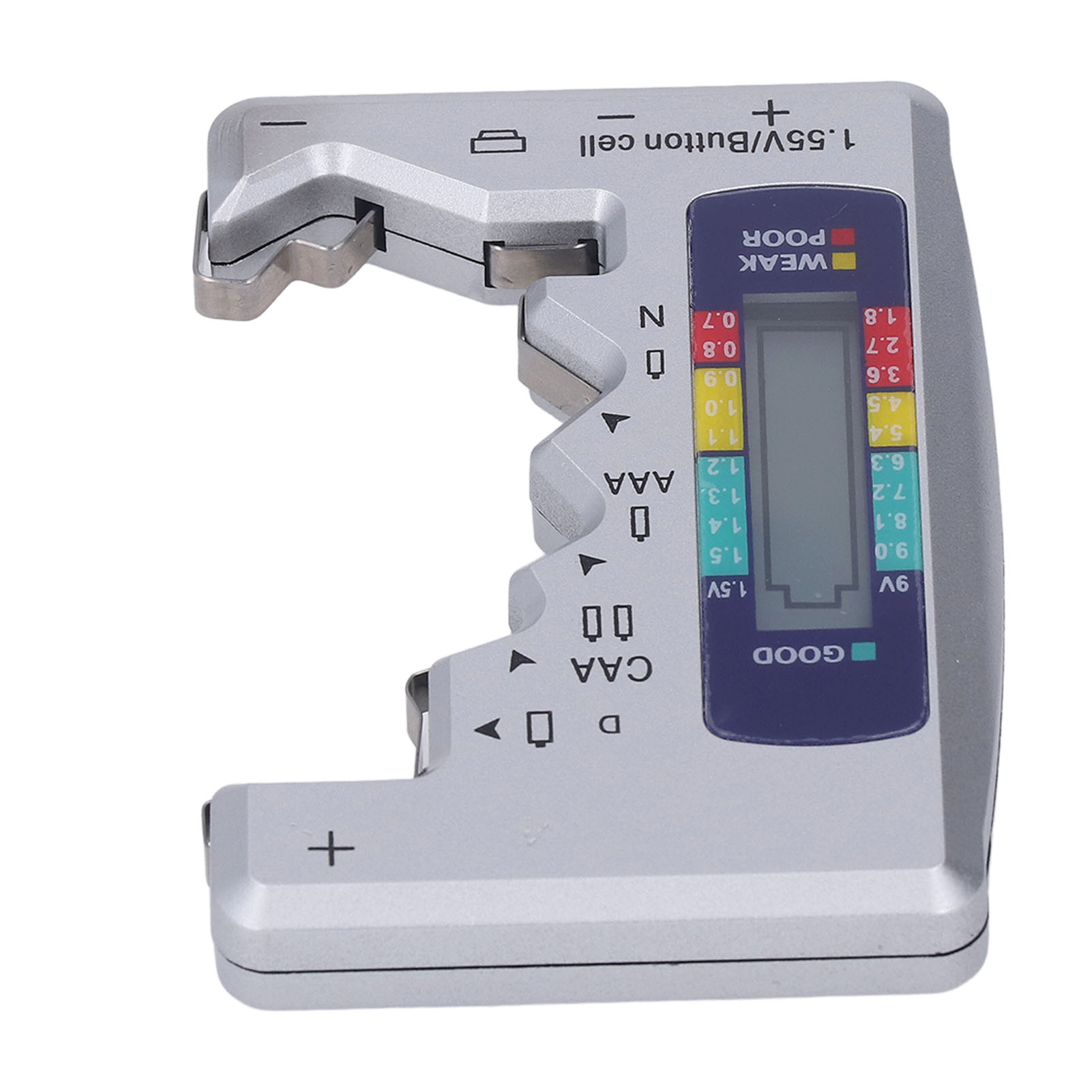 Digitaler Batterietester Mit Abs-lcd-bildschirm, Knopfzellenbatterieprüfer Für 1,5-v- Und 9-v-batterien, Silber