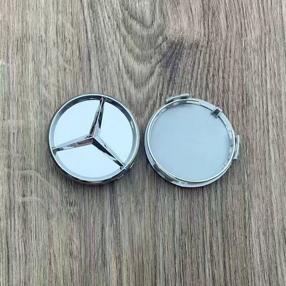 Satz Mit 4 Radnabenkappen (60 Mm) Für Mercedes Ce-klasse Glk Glc Cls Ml Abr, 75 Dreieckiges Radnabenemblem Im Neuen Design, 4 Stück, Silberfarben