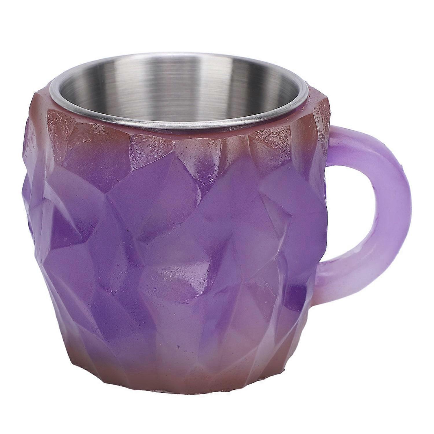 Multifunktionale Kaffeetasse Aus Mineralkristall Mit Ergonomischem Griff, Lila, Mit Ergonomischem Griff.