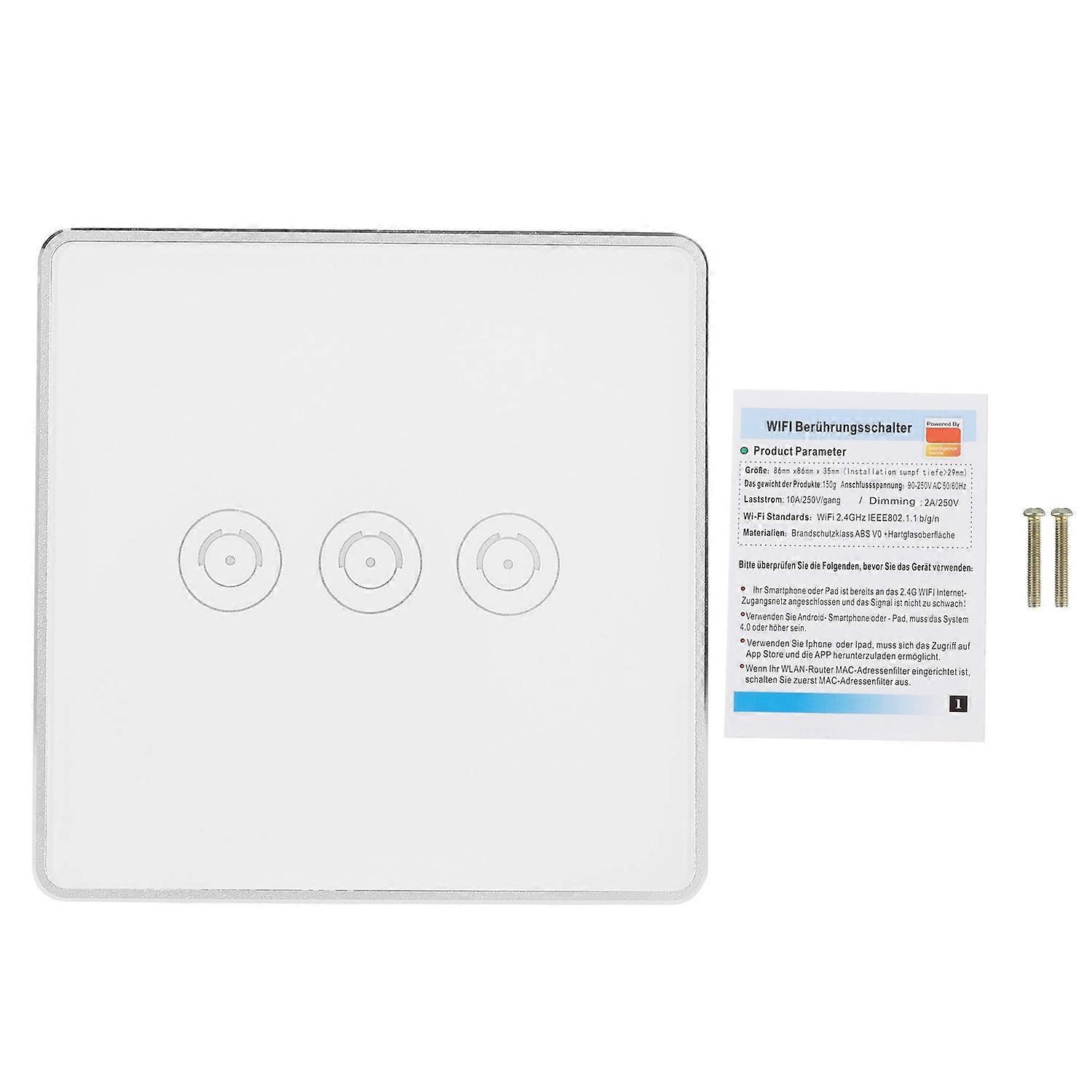 Intelligenter Wlan-schalter Mit Touch-funktion Und App-fernbedienung, Britischer Standard 95–240 V Ac S104-3