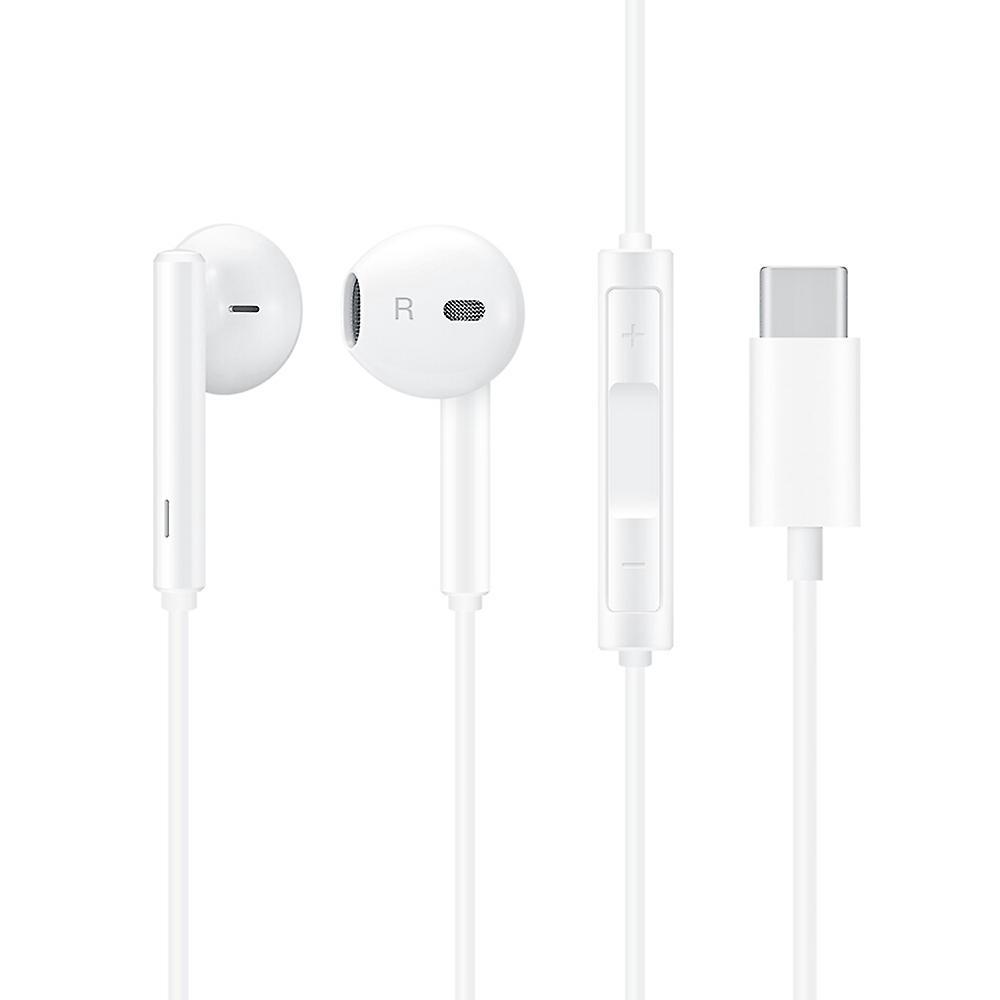 Huawei Cm33 Usb-c-kopfhörer, Kabelgebundene Halb-in-ear-kopfhörer Mit Mikrofon Und Lautstärkeregelung, Leicht, Weiß