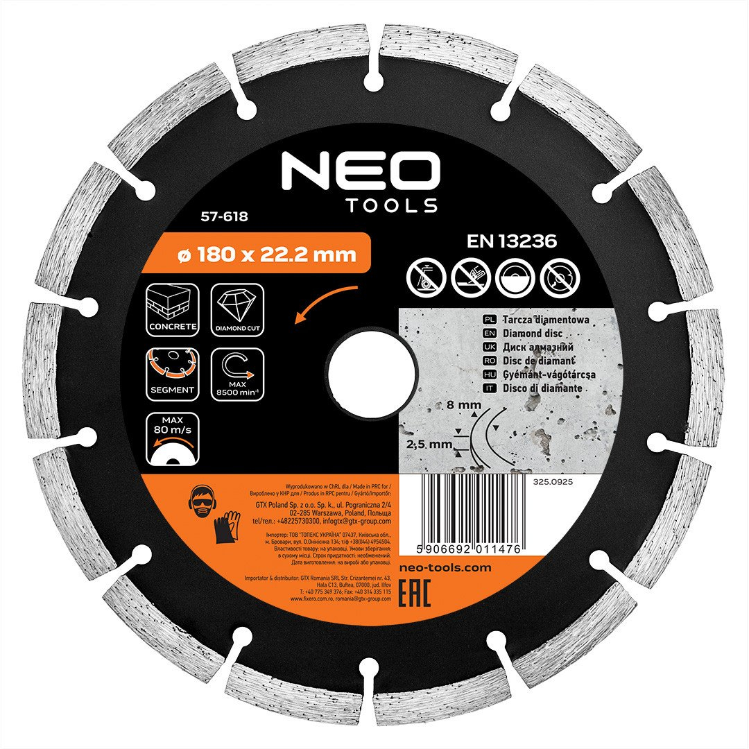 Diamant-trennscheibe Neo Top 57 618 180 Mm Segmentiert