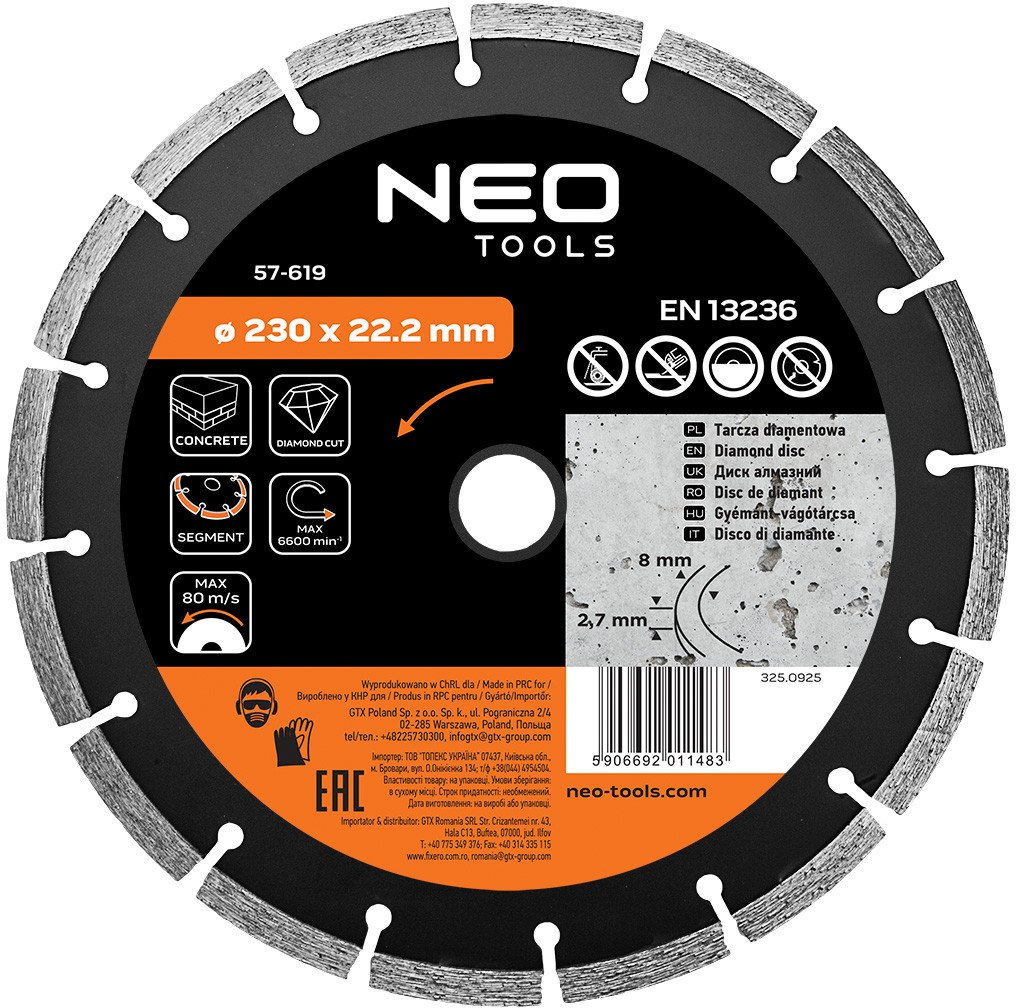 Diamantscheibe Neo Tools Top 57 619 230 Mm Segmentiert