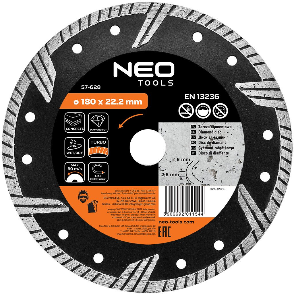Diamantscheibe Neo Tools Diamond Cutting Disc 180 Mm Turbo