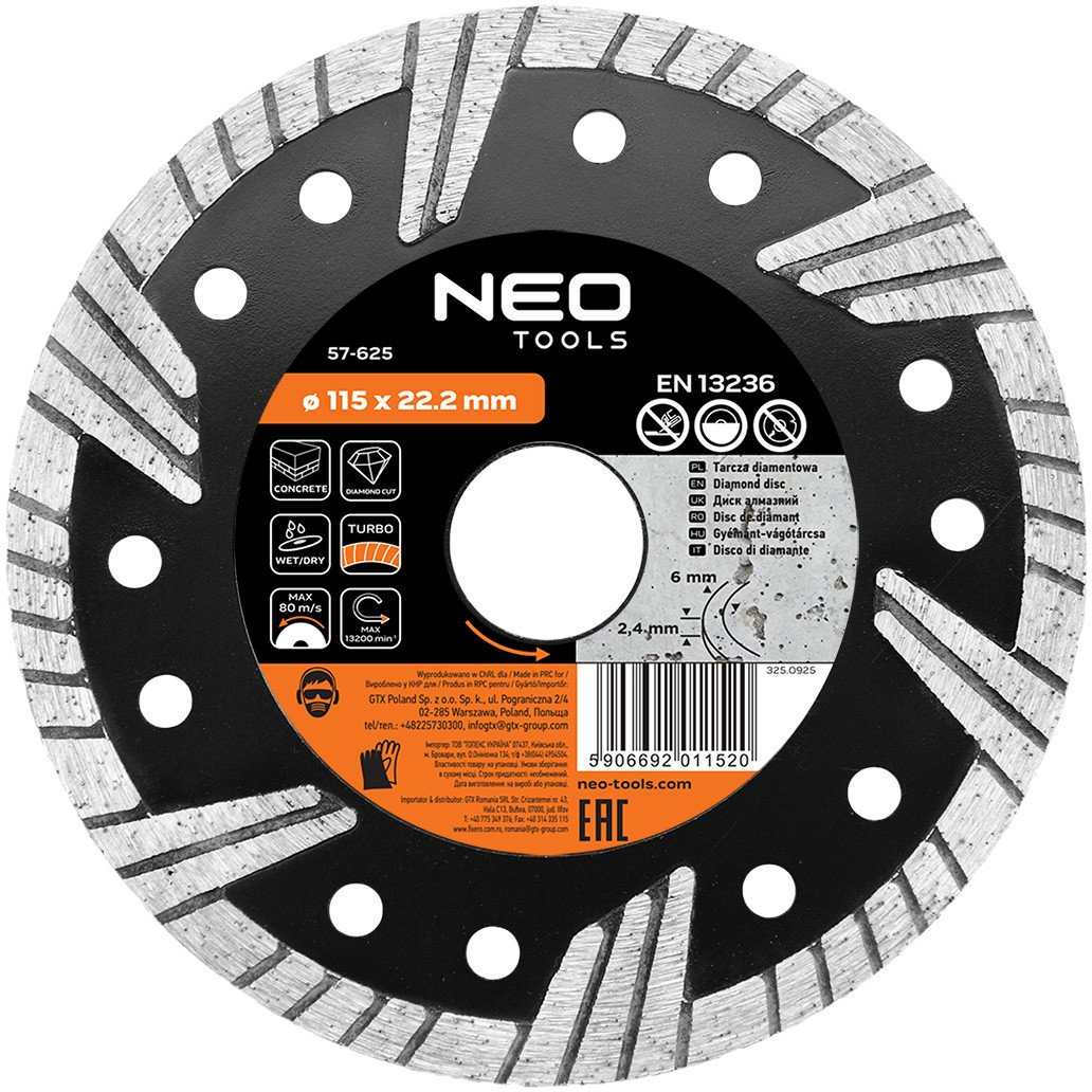 Diamanttrennscheibe Turbo Neo Tools Diamond Cutting Disc 115 Mm 6 Mm