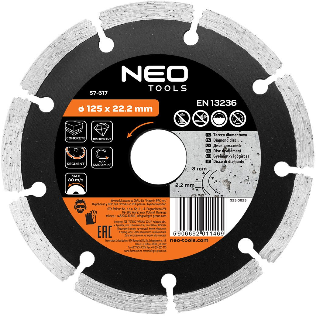 Diamantscheibe Neo Tools Top 57 617 125 Mm Segmentiert 8 Mm