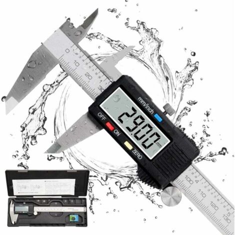 Pair Digitaler Messschieber, 150 Mm, Edelstahl, Großes Lcd-display, Einstellbare Genauigkeit 0,01 Mm, Mm/zoll-umrechnung, Spritzwassergeschützt, Für Haushalt Und Industrie