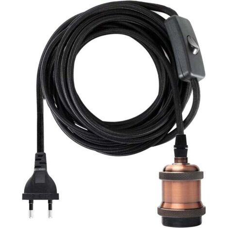 Pair E27-fassung Mit Schalter, 1,2 Meter Langes Textilkabel Für Glühbirnenfassung/retro-edison-pendelleuchte/kreative Lampe, Vintage-lampenadapter In Kupferrot