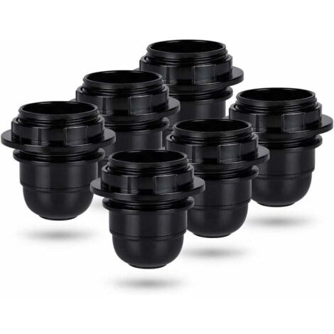 Pair Schwarze E27-schraubfassung – 6x E27-lampenfassung Mit Kunststoffring – E27-glühbirnenfassung – E27-glühbirnenhalter Für Decken- Und Pendelleuchten – E27-glühbirnenfassung