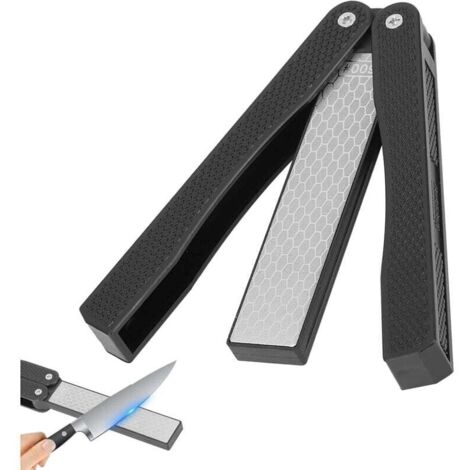 Pair Klappbarer Diamantmesserschärfer Mit Zwei Körnungen (grob/extra Fein, 400/600er Körnung) Für Küche, Garten, Camping Und Outdoor-aktivitäten – Schwarz