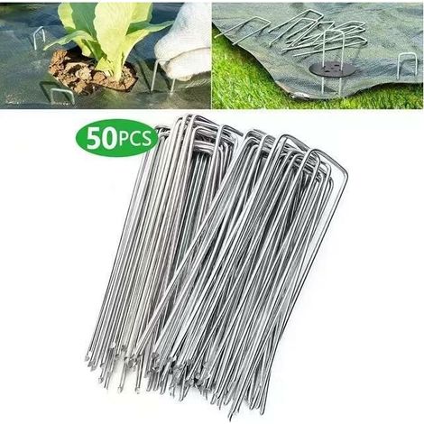 Pair Packung Mit 50 Verzinkten Stahl-befestigungsstiften Für Unkrautschutzplanen - 200 X 40 Mm - Ø 2,5 Mm - Inhhub