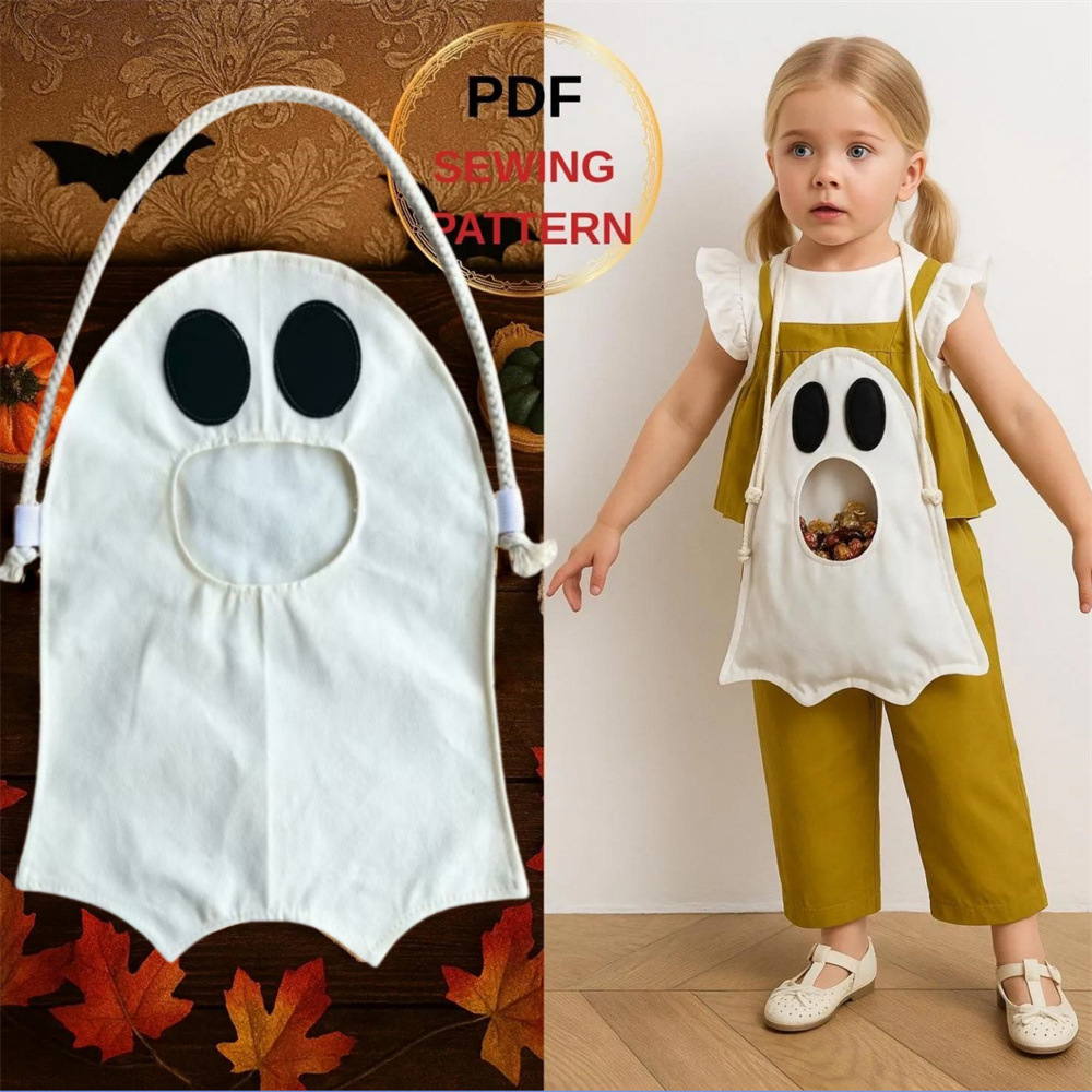Zwei Geisterförmige Süßigkeitentüten Für Halloween, Weiß Und Orange, Für Kinder, Aufbewahrungstüten Für Halloween-süßigkeiten, Diy-geschenktüten Für Partys.