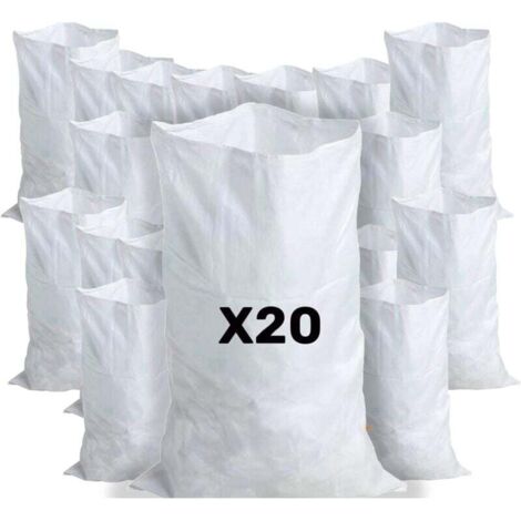 Pair 20 Bauschuttsäcke, 55 X 95 Cm, 55 Kg, Robust Und Wiederverwendbar, Aus Weißem, Gewebtem Polypropylen, Für Sand, Erde, Kies, Gartenarbeit, Baustellen Und Bauschutt