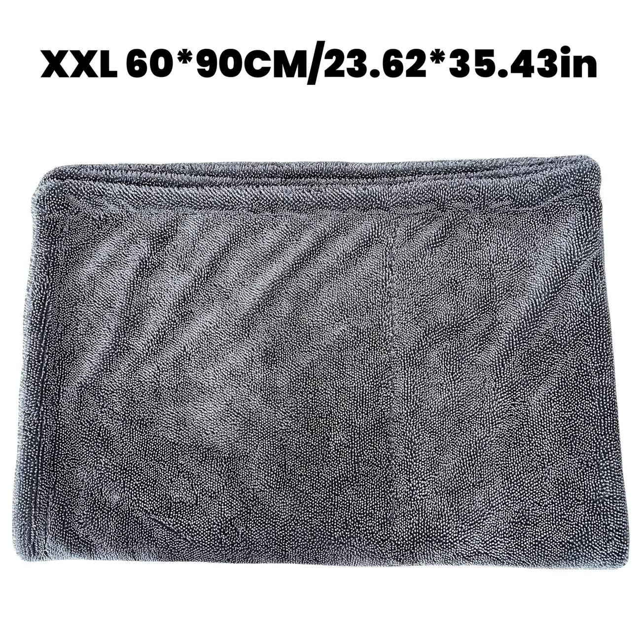 Ein Xxl-mikrofasertuch Für Die Autoreinigung (60×90 Cm), Doppelseitig Gedreht, 1400 G/m², Hoch Saugfähig Und Rückstandsfrei.