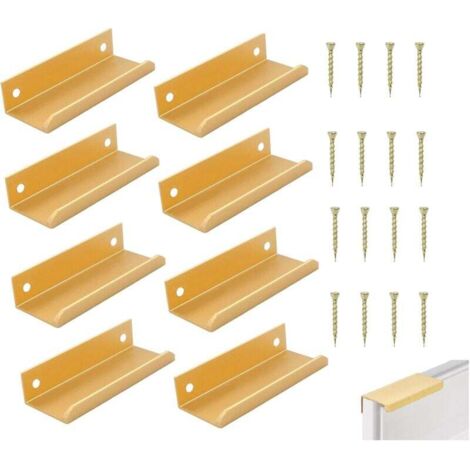 Pair Verdeckte, Eingelassene Küchenschrankgriffe, Unsichtbare Möbelgriffe, Schubladengriffe Aus Metall, Moderne Schrankbeschläge, Aluminiumlegierung, Gold (länge 100 Mm)