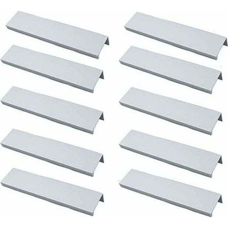 Pair Set Mit 10 Profilgriffen Für Küchenschränke – Unsichtbare Griffe, Gebürstete Oberfläche, Silberne Aluminiumlegierung, 96 Mm Lochabstand