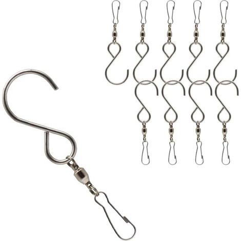 Pair 10 Stück Drehbare Haken Mit Clips, Windspielhaken Aus Edelstahl Für Vogelfutterhäuschen, Hängelampen, Hängeblumenkörbe (silber)