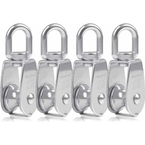 Pair 4-teiliges Flaschenzugset, M25-seilrolle, Flaschenzüge Aus Edelstahl, Seilrolle, Tragfähigkeit Für Den Innen- Und Außenbereich 150 Kg, 8,532 Cm (silber)