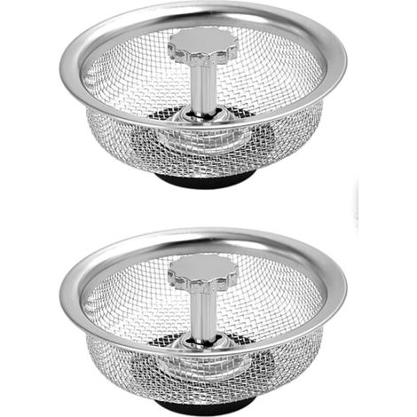 Pair 2-teiliger Edelstahl-spülbecken-siebkorb Mit Verstellbarem Gummistopfen, Silberfarben
