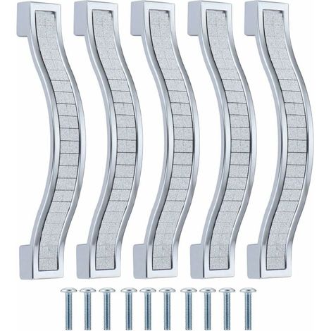 Pair Set Mit 10 Schubladengriffen Aus Kristall-strasslegierung Für Kommoden, Küchenschränke Und Küchenschränke, Silberfarben, 96 Mm – 10 Stück