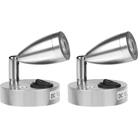 Pair 2x 3w 12v Led-leseleuchten Für Wohnwagen Und Boote, Silber, Mit Eigenem Schalter.