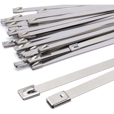 Pair 500 X 7,9 Mm Kabelbinder Aus Metall, Silberfarbene Edelstahl-kabelbinder, Hochleistungs-kabelbinder – Metall-kabelbinder – Tragkraft 120 Kg, 100er-packung – Rw-kragen Und -clip