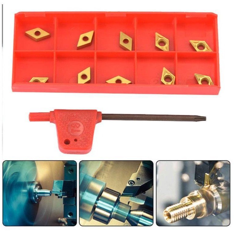 Dcmt070204 Us735 Hartmetall-dreheinsatz, Dcmt21.51 Vergoldeter Cnc-dreheinsatz, Mit Passendem Keil.