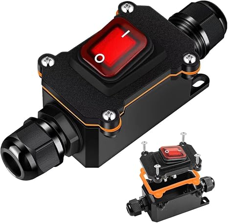 Wasserdichter Ip67-steckschalter 12-24 V, 20 A Wippschalter Mit Roter Led-anzeige.
