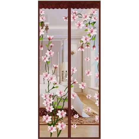 Pair Magnetischer Moskitonetz-vorhang, Türmagnet, Insektenschutz-terrassenvorhang, Hält Mücken Und Andere Insekten Fern, Magnetischer Türvorhang – 80 X 220 Cm (31 X 87 Zoll) – Blumenmuster