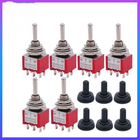 Pair Packung Mit 10 Mini-3-positionen-6-pin-ein/aus/ein-wippschaltern, Ac 125v 5a, Mit Wasserdichter Kappe Mts-203