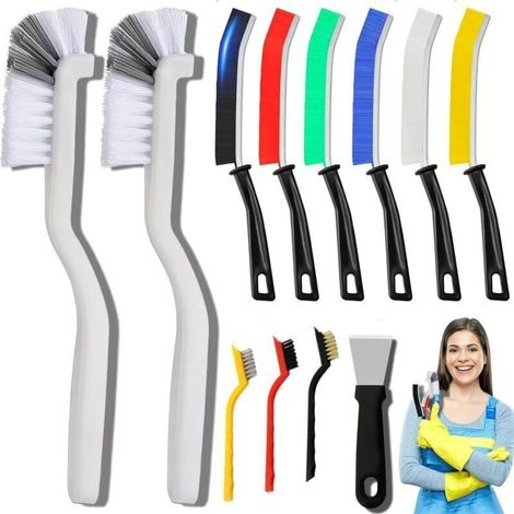 Pair Set Mit 12 Reinigungsbürsten Für Ecken, Reinigungszubehör Mit Steifen Borsten, Geeignet Für Küche, Bad, Ecken, Fugen, Spülbecken, Tassen, Teekannen Usw.