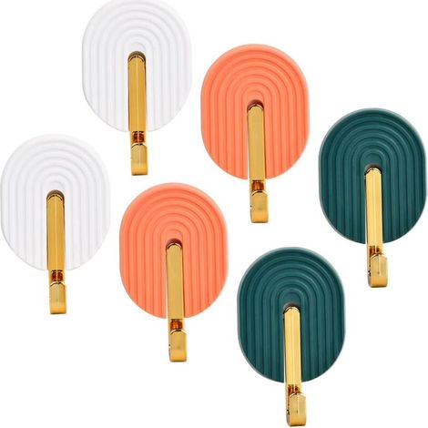 Pair 6-teiliges Set Selbstklebender Wandhaken, Handtuchhaken Für Bad Und Küche. Wasserdichte, Selbstklebende Handtuchhalter Zur Wandmontage Für Küche, Wohnzimmer Und Büro.