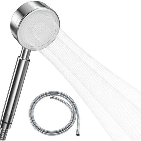 Pair High Pressure Shower Head With 1.5m Hose, 304 Stainless Steel Bathroom Shower Head Water Saving Easy Installation - Waist Shaped Spray Method