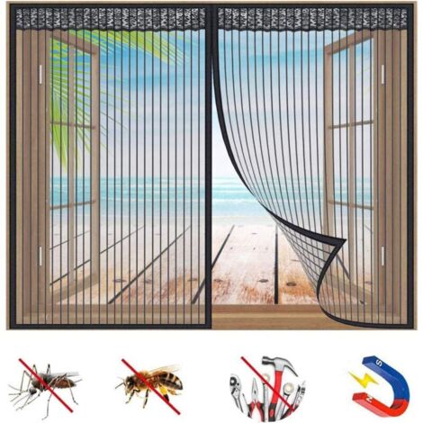 Pair Magnetisches Fenster-moskitonetz, Fenstervorhang Zum Schutz Vor Mücken Und Insekten, Automatischer Magnetischer Verschluss, Für Fenster Oder Türen - Schwarz - B 47x47 Zoll (120x120 Cm)