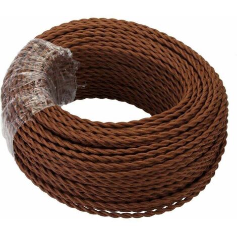 Pair 10 M Langes Textilkabel, Retro-design, Gedrehtes Geflecht, Leinenummantelter Kupferdraht, 2 Adern (2 X 0,75 Mm²), Für Diy-pendelleuchten/kaffeelampen