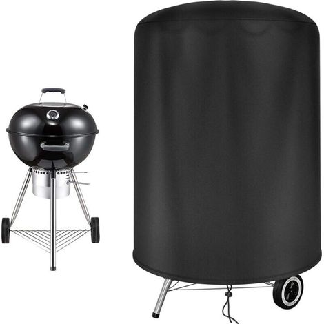 Pair Runde, Wasserdichte Grillabdeckung, Weber Grillabdeckung Aus Uv-beständigem Oxford-gewebe, Mit Seitlichem Windschutzgurt, Schwarz (71 X 70 Cm)