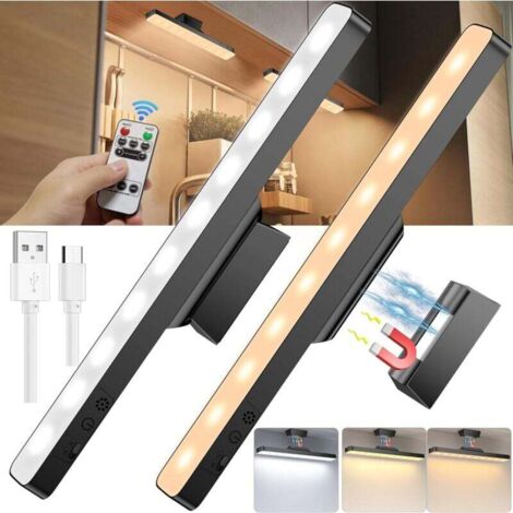 Pair Stück Led-unterbauleuchten Für Die Küche Mit Fernbedienung, Wiederaufladbare 3200-mah-led-lampe, Kabellose, Dimmbare Schrankbeleuchtung Für Küchen, Schlafzimmer, Kleiderschränke Und Küchenschränk