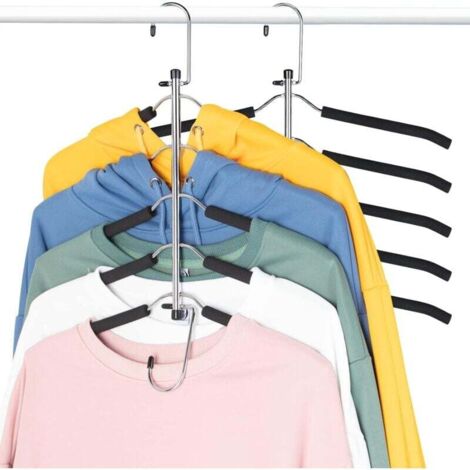 Pair Set Aus 2 Platzsparenden Kleiderbügeln Mit 6 Ebenen, Rutschfester Schaumstoffpolsterung, Kleiderschrank-organizer Und Aufbewahrung Für Damen Und Herren