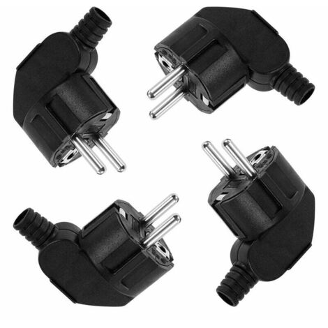 Pair 250v 16a Stecker, 4er-pack, Abgewinkelt, Geerdet, Mit Steckerschutz, Schwarz
