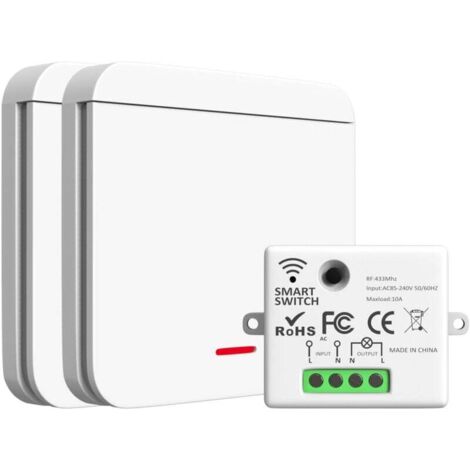 Pair Funkschalter-set, 433-mhz-funkschalter Und -empfänger 2200 W/10 A, 2 Funkschalter Und 1 Empfänger, Intelligenter Funk-wandschalter