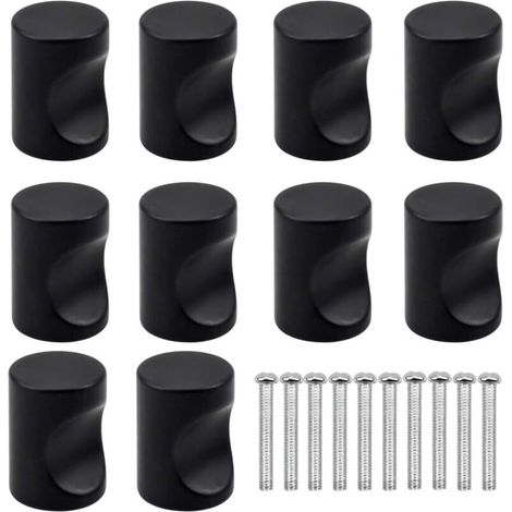 Pair 10 Stück Schwarze Schubladengriffe, Möbelknöpfe, Runde Schubladenknöpfe Mit Einem Loch, Moderne Türknöpfe, Möbelgriffe Für Schrank, Kleiderschrank, Küche, Kinderzimmer