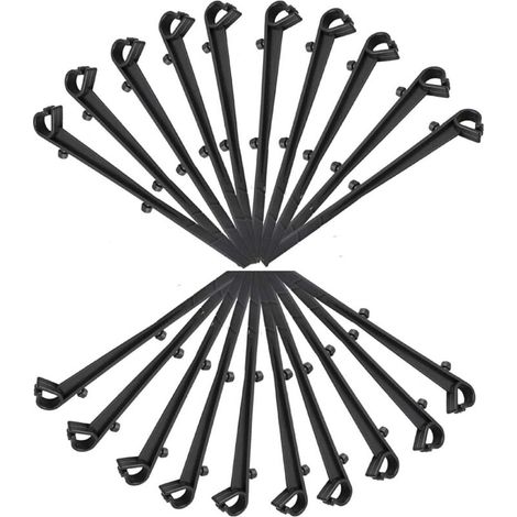Pair Packung Mit 20 Pp-befestigungshaken Für Dachrinnenschutznetze, 16 Cm Lang, Schwarz