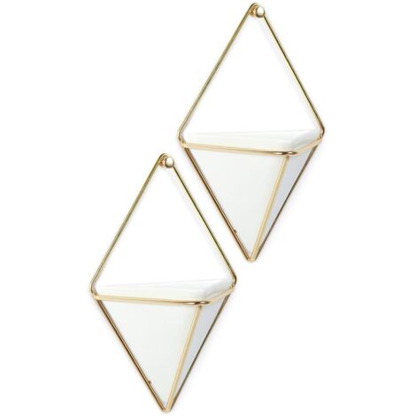 Pair Geometrischer Hängepflanztopf Und Wanddeko Für Kleine Pflanzen, Sukkulenten Und Mehr. Weiß/versilbert. 2er-set.